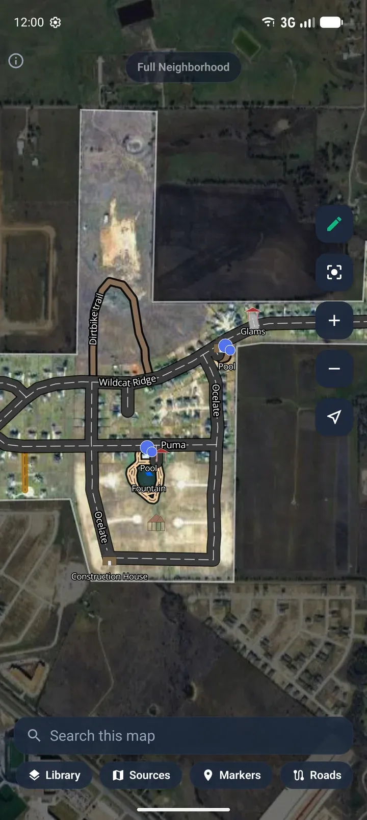 A map in the Android app, with the Edit map button on the right.