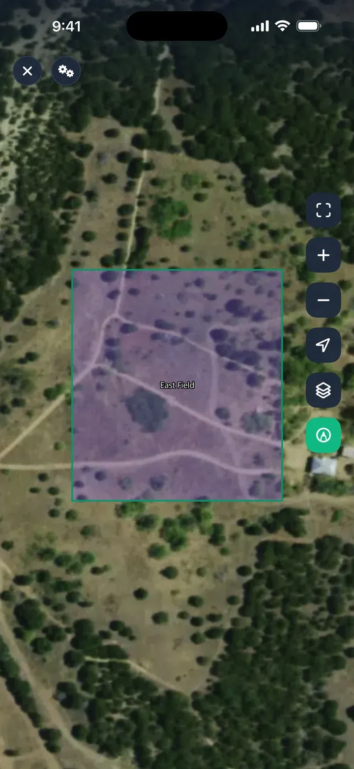 The finished area on the map, with its name in the middle.